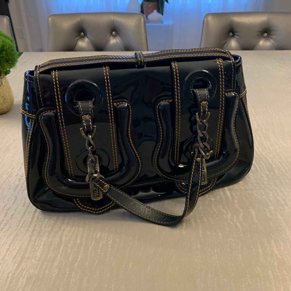 Black Patent Leather B Bag-8BN165